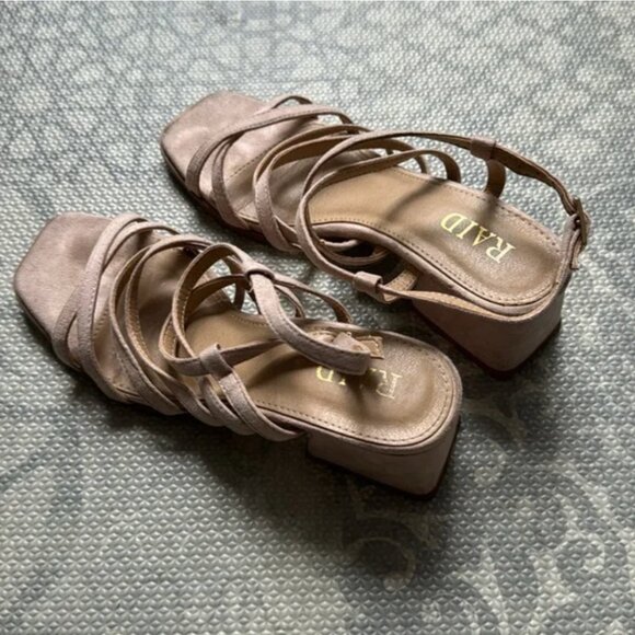 Vivi Nude Suede Strappy High Heel Sandals size 6.5 - Picture 5 of 10